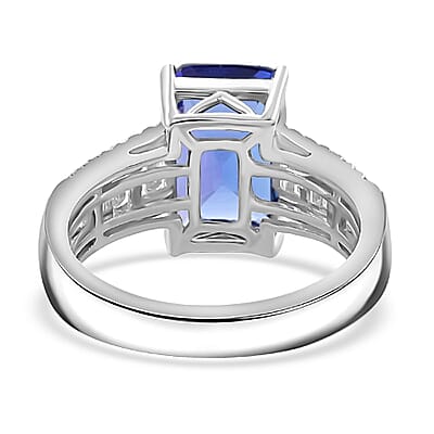 Certified & Appraised Rhapsody 950 Platinum AAAA Tanzanite, Diamond (E-F, VS) (0.74 cts) Ring (Size 8.0) (7.75 g) 5.30 ctw
