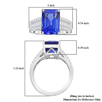 Certified & Appraised Rhapsody 950 Platinum AAAA Tanzanite, Diamond (E-F, VS) (0.74 cts) Ring (Size 8.0) (7.75 g) 5.30 ctw