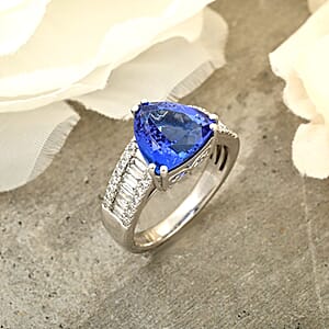 Certified & Appraised Rhapsody AAAA Tanzanite and E-F VS Diamond 5.30 ctw Ring in 950 Platinum (Size 10.0) 8.05 Grams