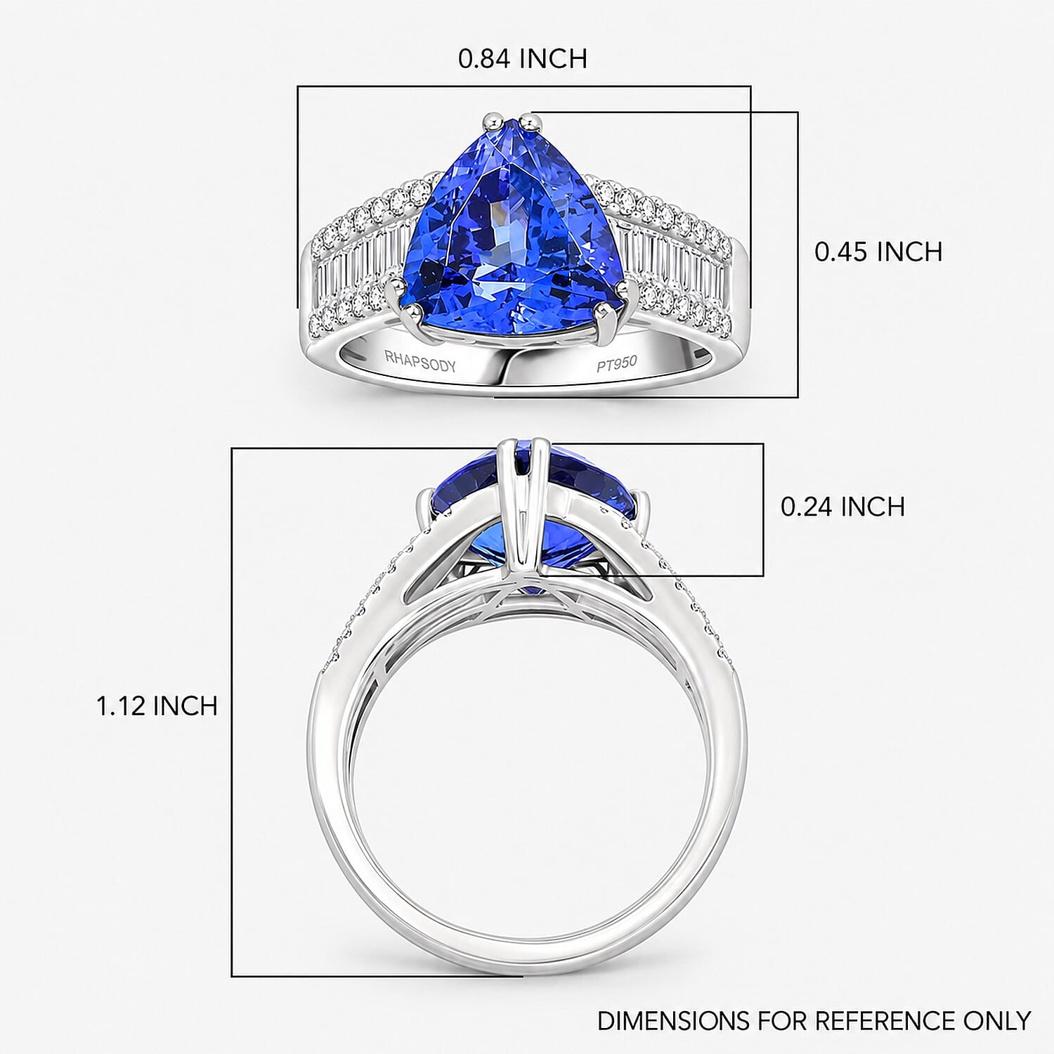 Certified & Appraised Rhapsody AAAA Tanzanite and E-F VS Diamond 5.30 ctw Ring in 950 Platinum (Size 10.0) 8.05 Grams