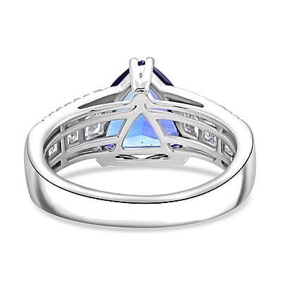 Certified & Appraised Rhapsody 950 Platinum AAAA Tanzanite, Diamond (E-F, VS) (0.71 cts) Ring (Size 8.0) (8.05 g) 5.30 ctw