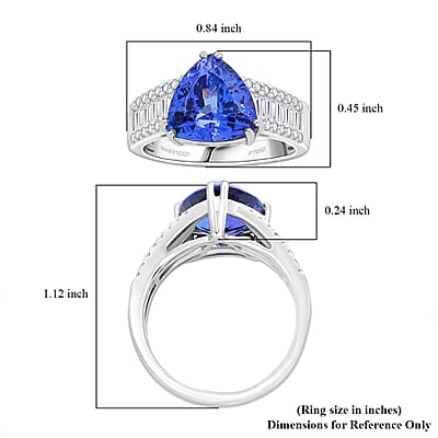 Certified & Appraised Rhapsody 950 Platinum AAAA Tanzanite, Diamond (E-F, VS) (0.71 cts) Ring (Size 8.0) (8.05 g) 5.30 ctw