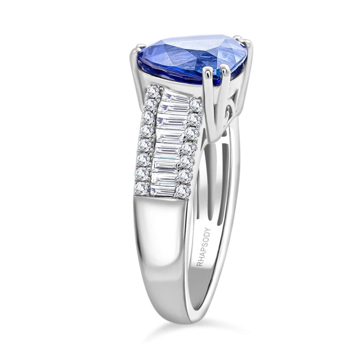 Certified & Appraised Rhapsody 950 Platinum AAAA Tanzanite, Diamond (E-F, VS) (0.71 cts) Ring (Size 8.0) (8.05 g) 5.30 ctw image number 3