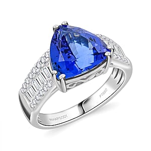 Rhapsody AAAA Tanzanite and E-F VS Diamond 5.30 ctw Ring in 950 Platinum (Size 9.0) 8.05 Grams