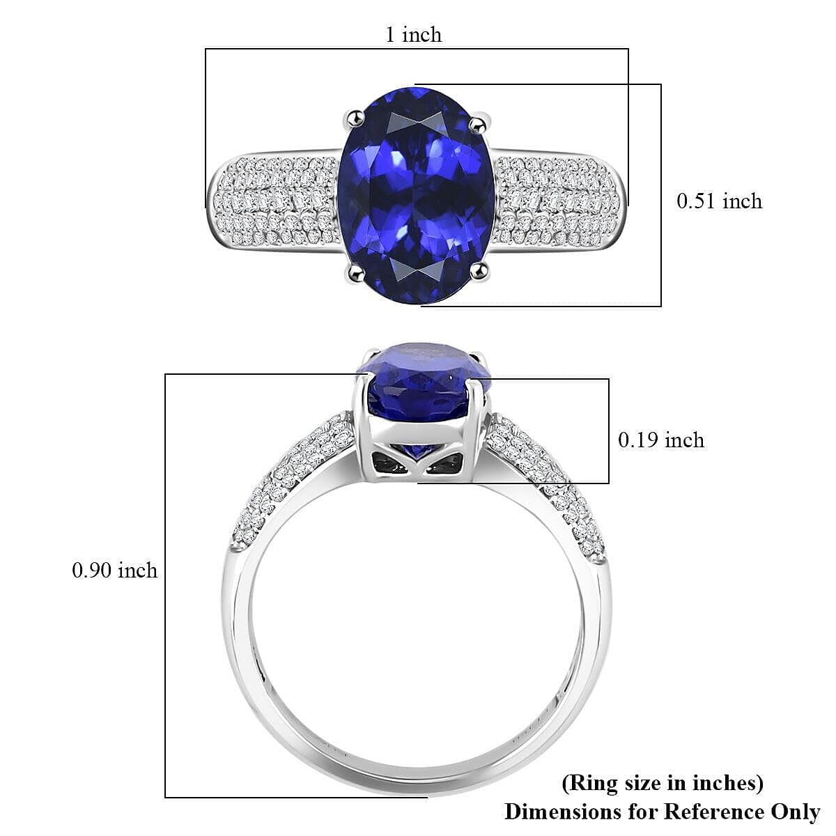 Certified & Appraised Rhapsody 950 Platinum AAAA Tanzanite, Diamond (E-F, VS) (0.46 cts) Ring (Size 7.0) (8.10 g) 4.85 ctw image number 5