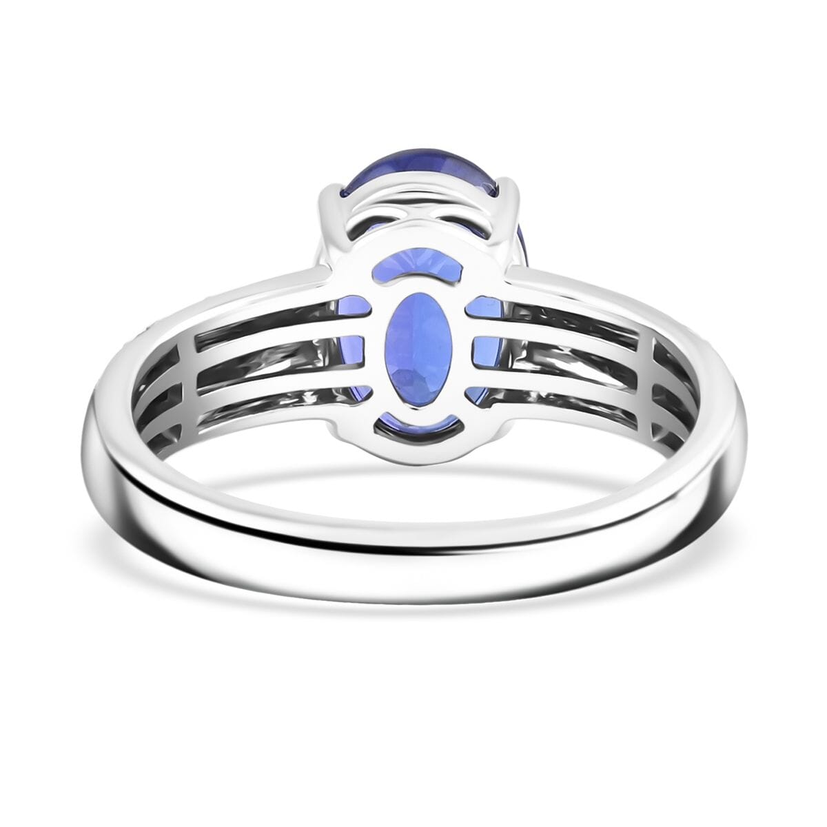 Certified & Appraised Rhapsody AAAA Tanzanite and E-F VS Diamond 4.85 ctw Ring in 950 Platinum (Size 9.0) 8.10 Grams image number 4