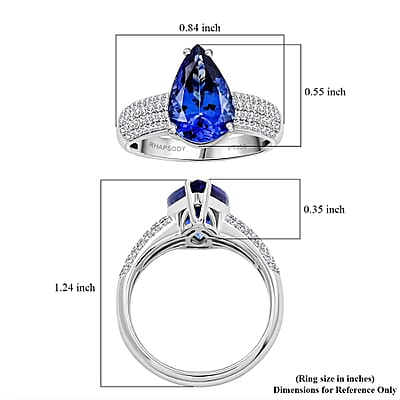 Certified & Appraised Rhapsody AAAA Tanzanite and E-F VS Diamond 4.80 ctw Ring in 950 Platinum (Size 10.0) 8.45 Grams