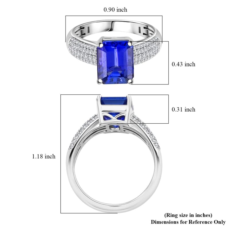 Certified & Appraised Rhapsody AAAA Tanzanite and E-F VS Diamond 4.70 ctw Ring in 950 Platinum (Size 10.0) 7.70 Grams