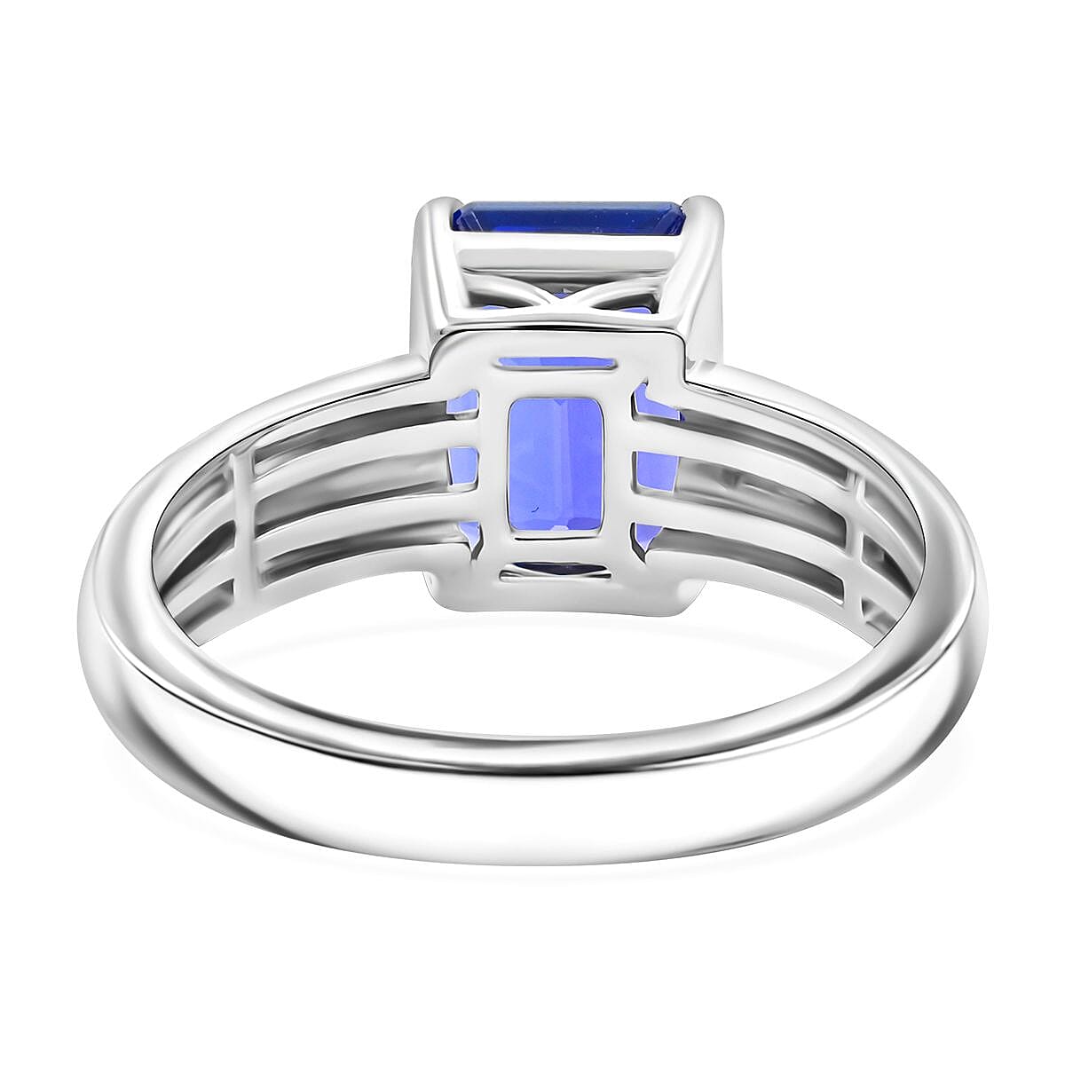 Certified & Appraised Rhapsody 950 Platinum AAAA Tanzanite, Diamond (E-F, VS) (0.46 cts) Ring (Size 8.5) (7.70 g) 4.70 ctw image number 4