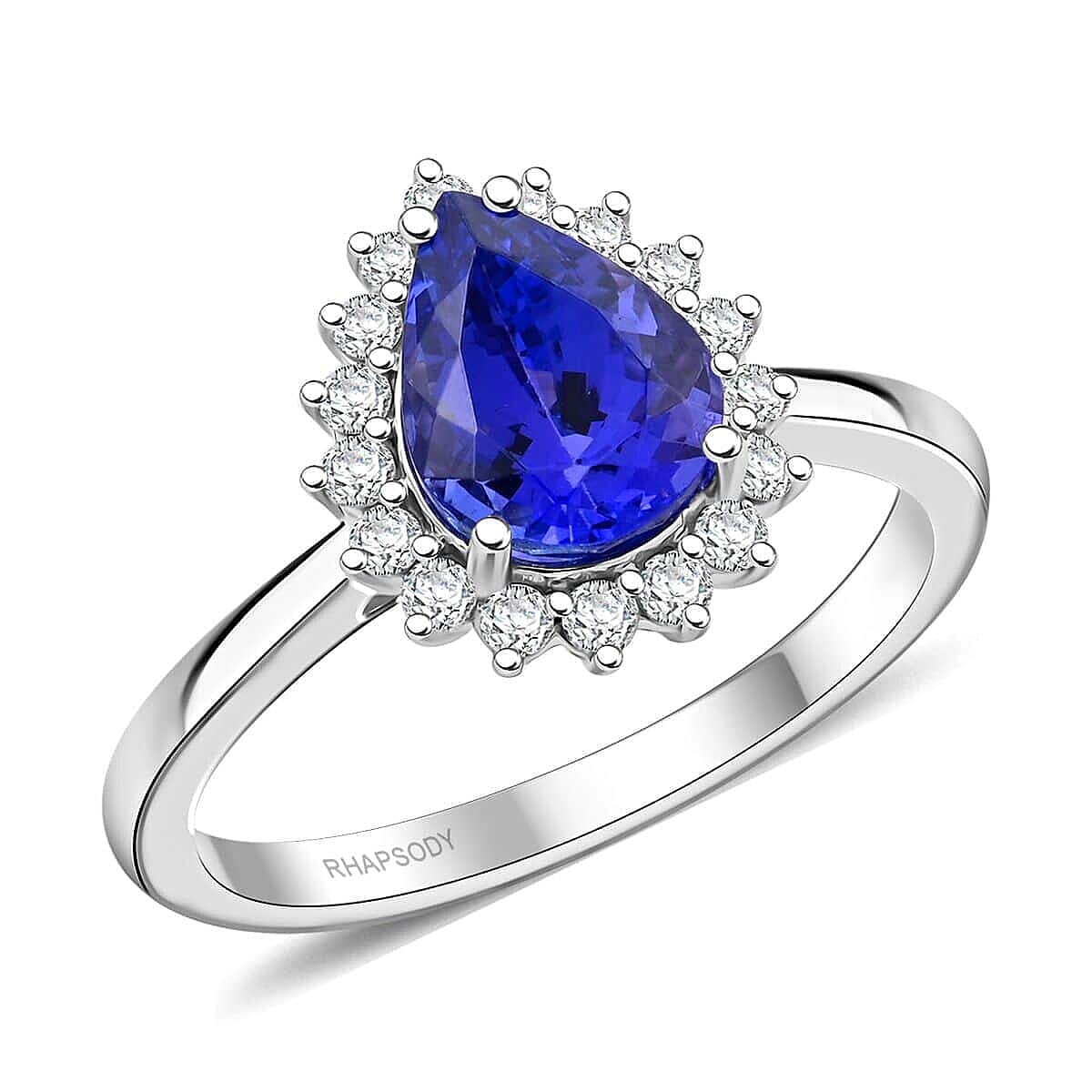 Certified & Appraised Rhapsody AAAA Tanzanite and E-F VS Diamond 2.15 ctw Ring in 950 Platinum (Size 5.0) 6.50 Grams image number 0