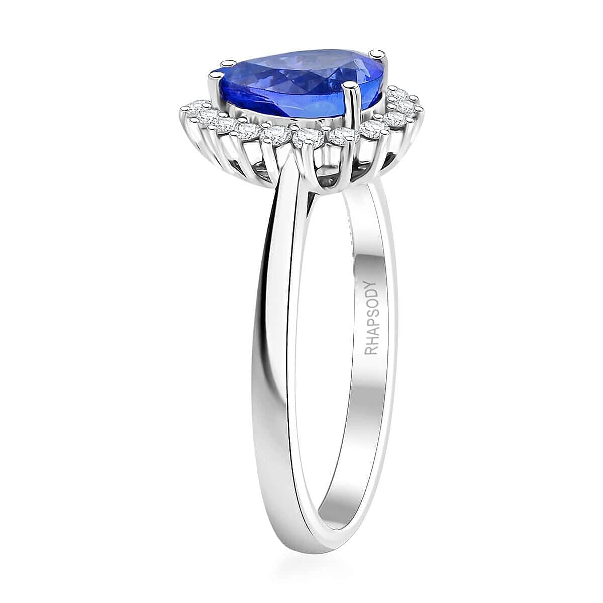 Certified & Appraised Rhapsody AAAA Tanzanite and E-F VS Diamond 2.15 ctw Ring in 950 Platinum (Size 5.0) 6.50 Grams image number 3