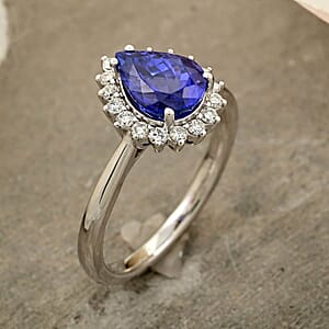 Certified & Appraised Rhapsody AAAA Tanzanite and E-F VS Diamond 2.15 ctw Ring in 950 Platinum (Size 7.5) 6.50 Grams