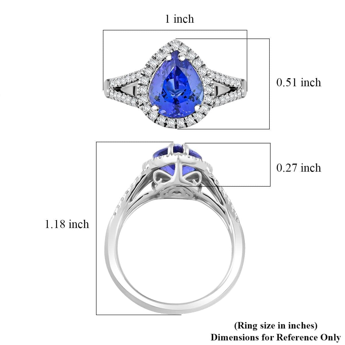 Certified & Appraised Rhapsody 950 Platinum AAAA Tanzanite, Diamond (E-F, VS) (0.47 cts) Ring (Size 10.0) (7.84 g) 3.10 ctw image number 5