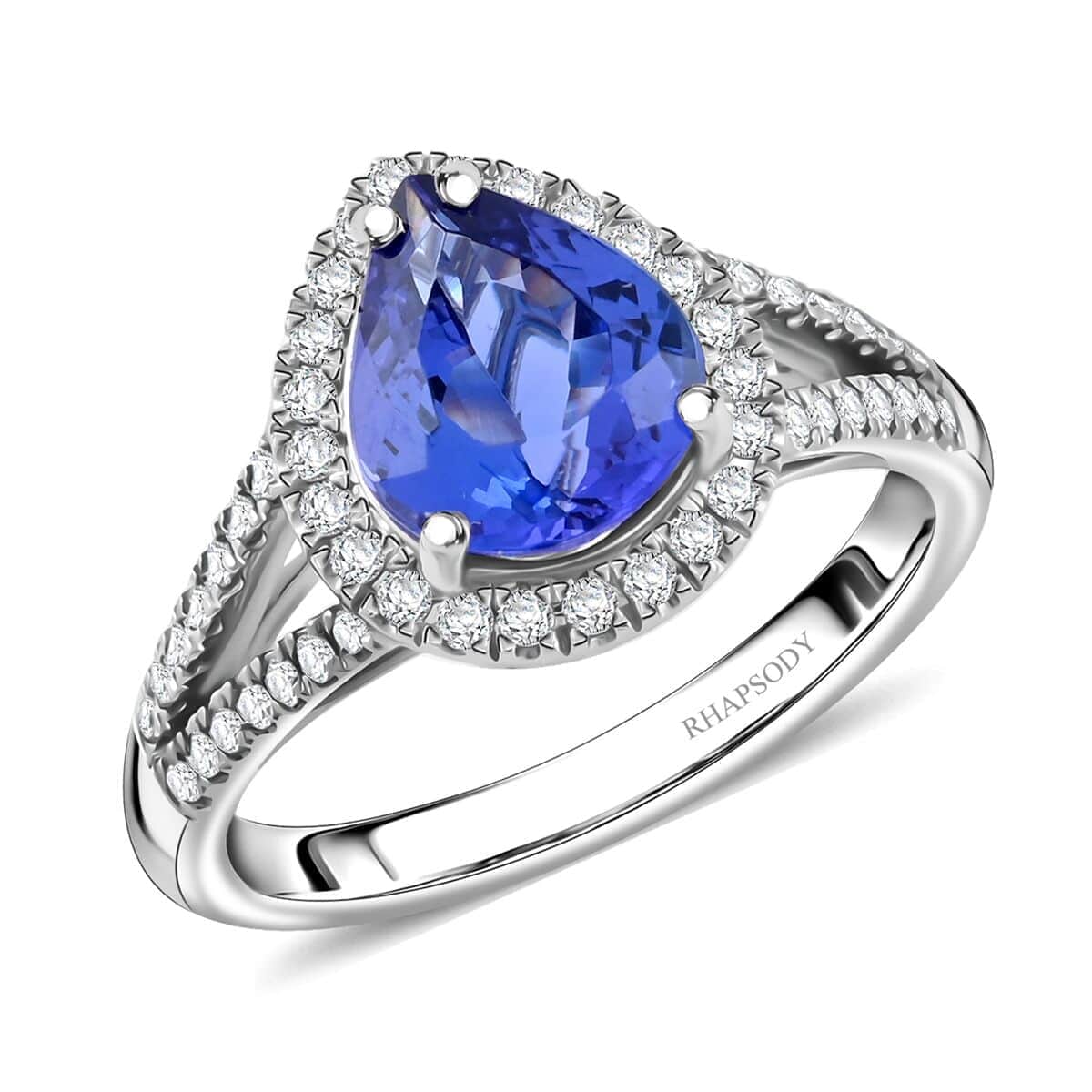 Certified & Appraised Rhapsody AAAA Tanzanite and E-F VS Diamond 3.10 ctw Ring in 950 Platinum (Size 5.0) 7.84 Grams image number 0