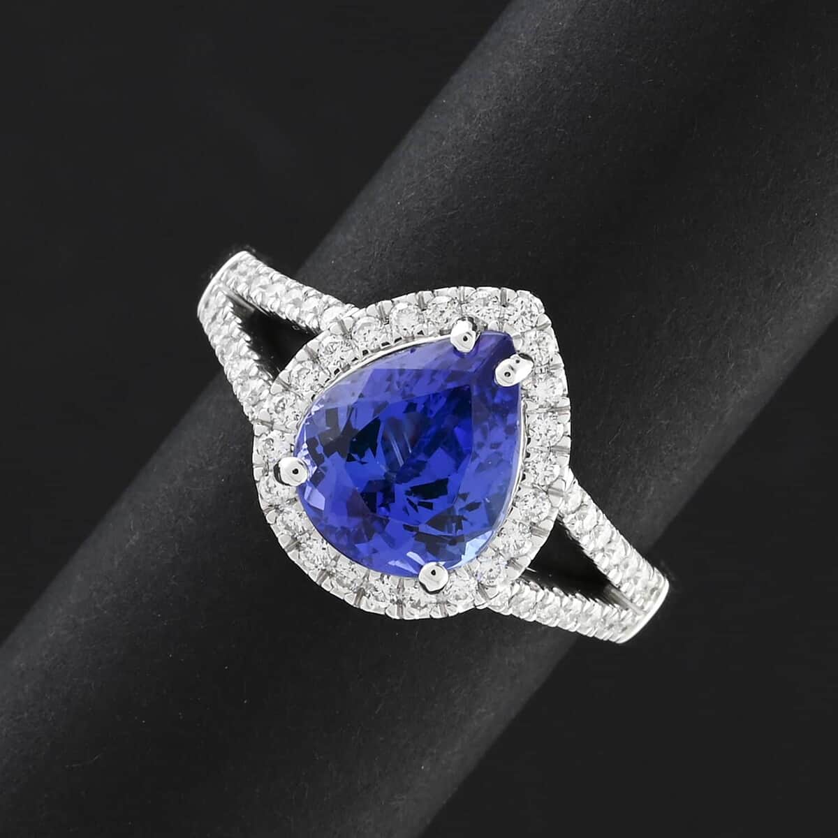 Certified & Appraised Rhapsody AAAA Tanzanite and E-F VS Diamond 3.10 ctw Ring in 950 Platinum (Size 5.0) 7.84 Grams image number 1