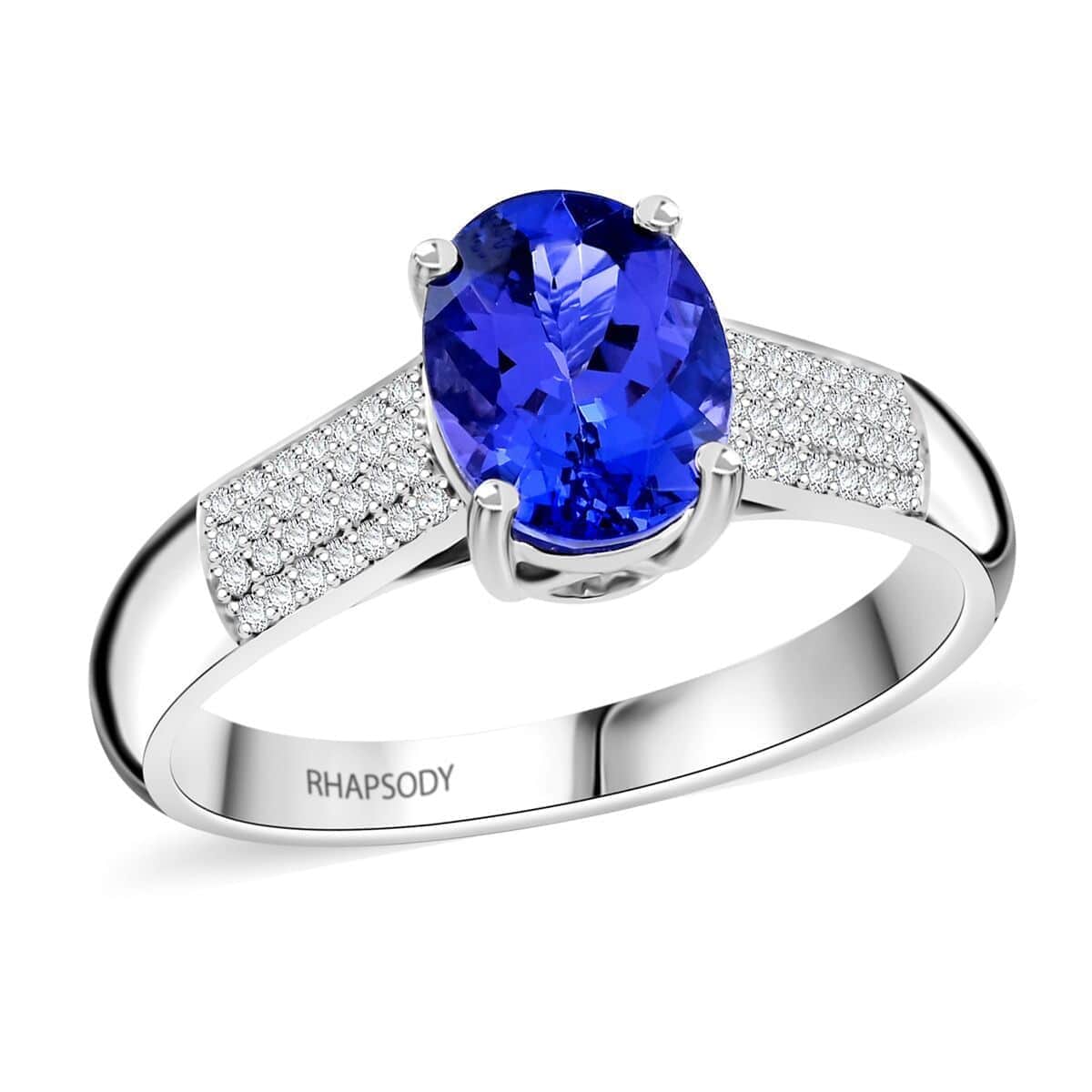 Certified & Appraised Rhapsody AAAA Tanzanite and E-F VS Diamond 2.30 ctw Ring in 950 Platinum (Size 10.0) 7.90 Grams image number 0