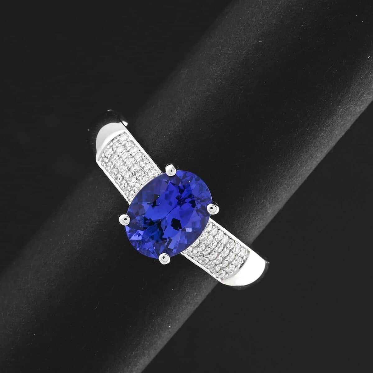 Certified & Appraised Rhapsody AAAA Tanzanite and E-F VS Diamond 2.30 ctw Ring in 950 Platinum (Size 10.0) 7.90 Grams image number 1