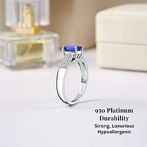 Certified & Appraised Rhapsody AAAA Tanzanite and E-F VS Diamond 2.30 ctw Ring in 950 Platinum (Size 10.0) 7.90 Grams