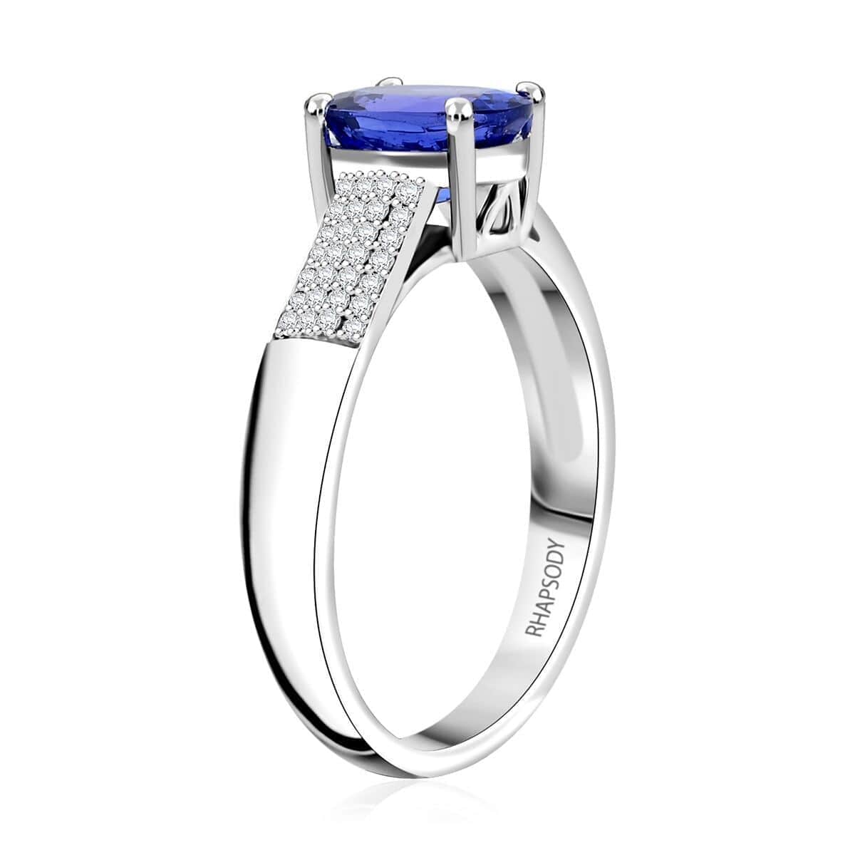 Certified & Appraised Rhapsody AAAA Tanzanite and E-F VS Diamond 2.30 ctw Ring in 950 Platinum (Size 10.0) 7.90 Grams image number 3