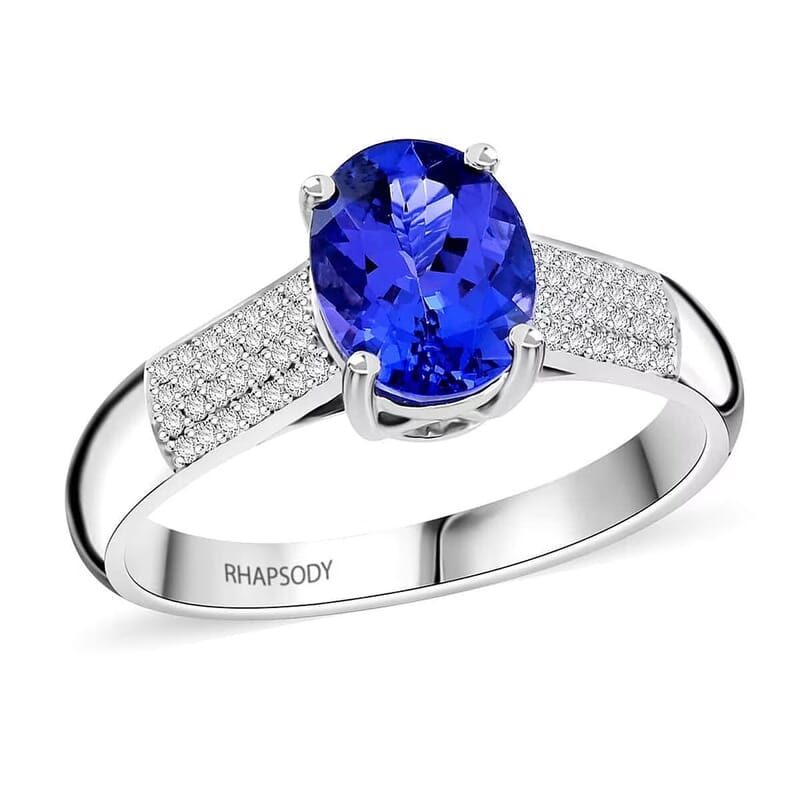 Certified & Appraised Rhapsody AAAA Tanzanite and E-F VS Diamond 2.30 ctw Ring in 950 Platinum (Size 6.0) 7.90 Grams