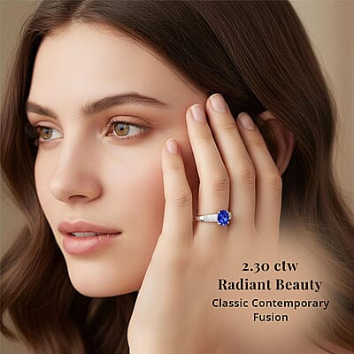 Certified & Appraised Rhapsody AAAA Tanzanite and E-F VS Diamond 2.30 ctw Ring in 950 Platinum (Size 6.0) 7.90 Grams
