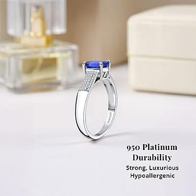 Certified & Appraised Rhapsody AAAA Tanzanite and E-F VS Diamond 2.30 ctw Ring in 950 Platinum (Size 6.0) 7.90 Grams
