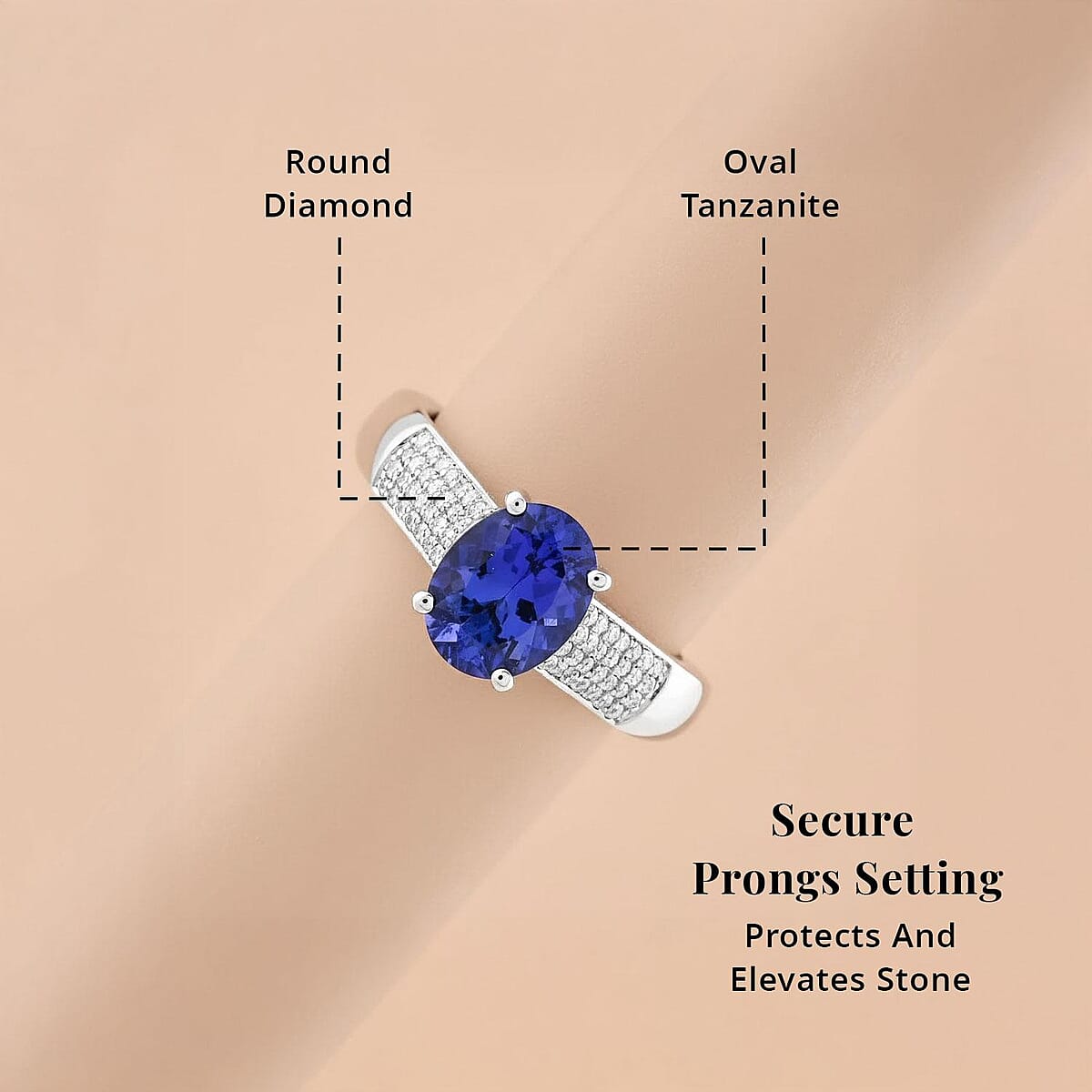 Certified & Appraised Rhapsody AAAA Tanzanite and E-F VS Diamond 2.30 ctw Ring in 950 Platinum (Size 7.5) 7.90 Grams image number 4