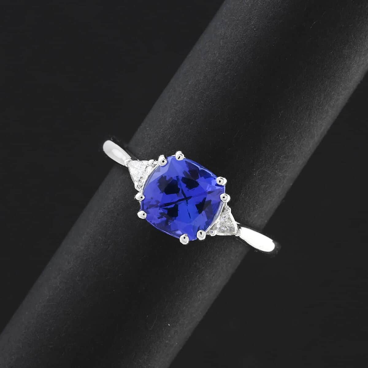 Certified & Appraised Rhapsody 950 Platinum AAAA Tanzanite, Diamond (E-F, VS) (0.19 cts) Ring (Size 10.0) (5.60 g) 2.60 ctw image number 1