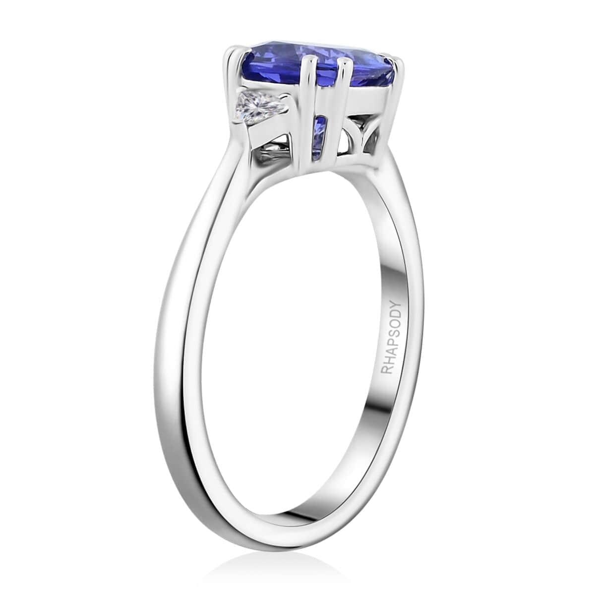 Certified & Appraised Rhapsody 950 Platinum AAAA Tanzanite, Diamond (E-F, VS) (0.19 cts) Ring (Size 10.0) (5.60 g) 2.60 ctw image number 3