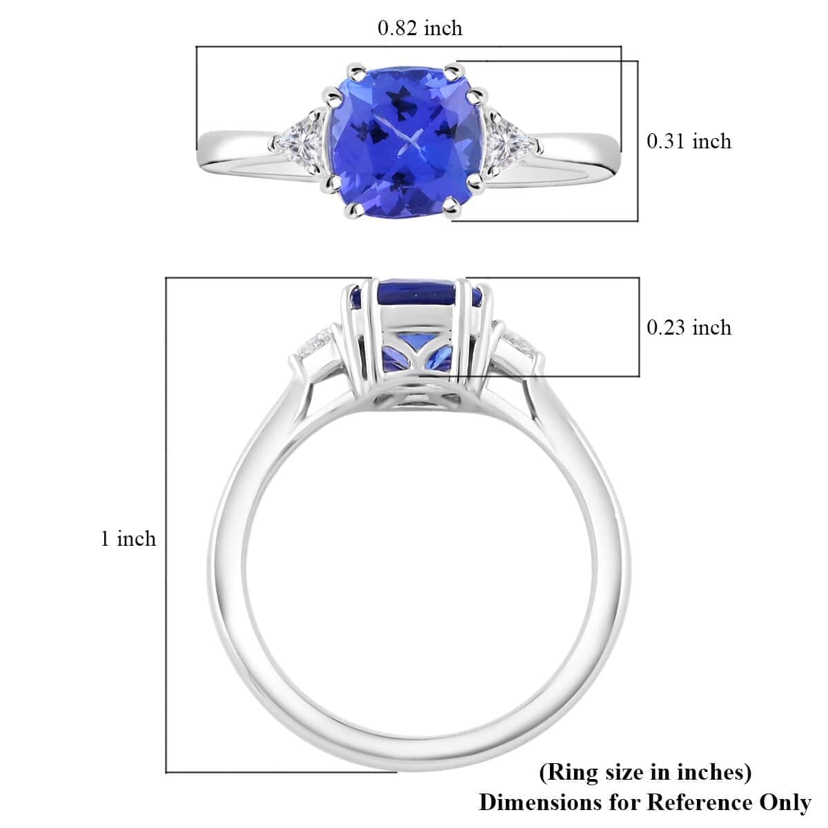 Certified & Appraised Rhapsody 950 Platinum AAAA Tanzanite, Diamond (E-F, VS) (0.19 cts) Ring (Size 10.0) (5.60 g) 2.60 ctw image number 5