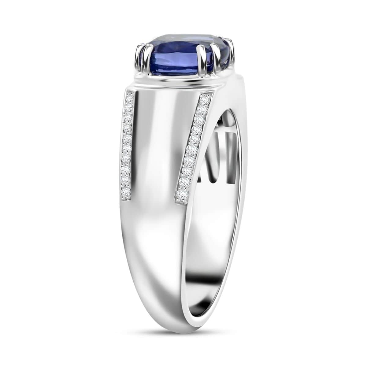 Certified & Appraised Rhapsody AAAA Tanzanite and E-F VS Diamond 3.25 ctw Ring in 950 Platinum (Size 10.0) 11.90 Grams image number 3