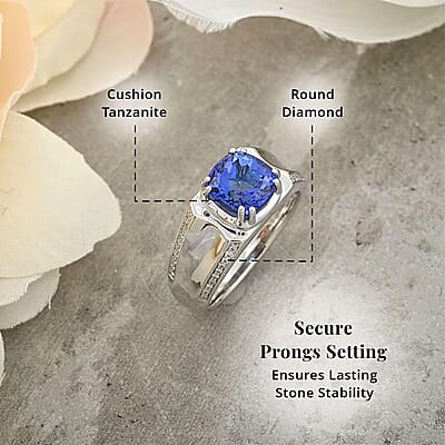 Certified & Appraised Rhapsody AAAA Tanzanite and E-F VS Diamond 3.25 ctw Ring in 950 Platinum (Size 10.0) 11.90 Grams