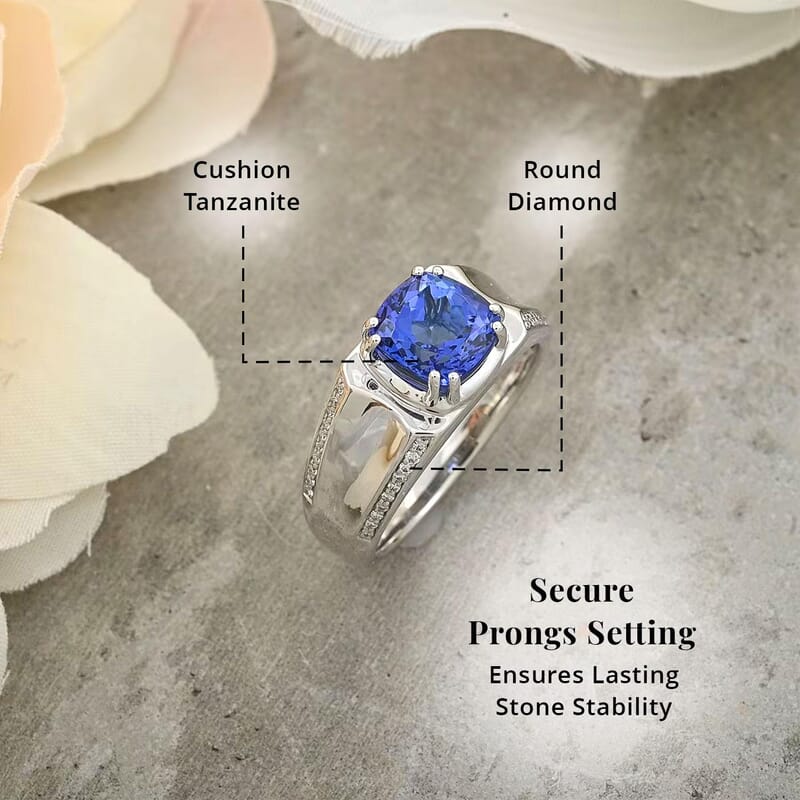 Certified & Appraised Rhapsody AAAA Tanzanite and E-F VS Diamond 3.25 ctw Ring in 950 Platinum (Size 10.0) 11.90 Grams