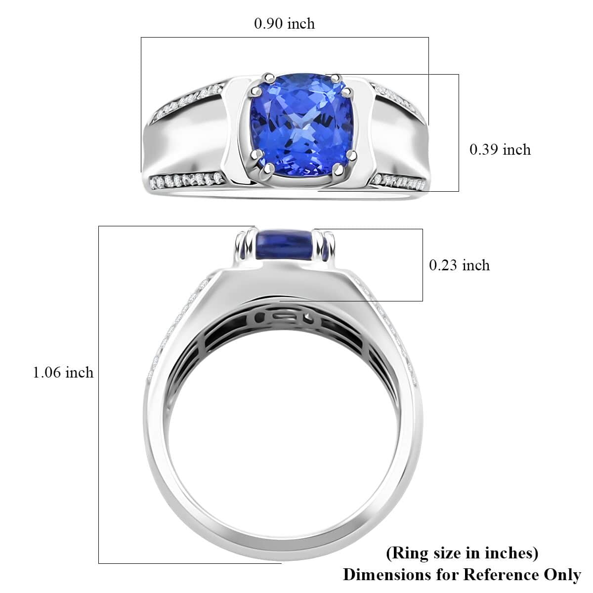 Certified & Appraised Rhapsody AAAA Tanzanite and E-F VS Diamond 3.25 ctw Ring in 950 Platinum (Size 10.0) 11.90 Grams image number 5