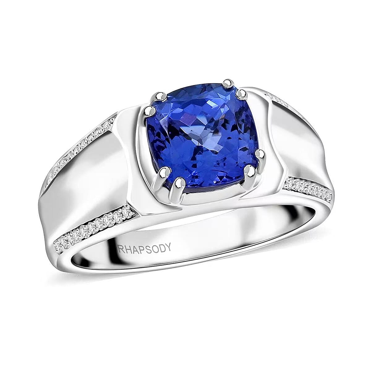 Certified & Appraised Rhapsody AAAA Tanzanite and E-F VS Diamond 3.25 ctw Ring in 950 Platinum (Size 10.5) 11.90 Grams image number 0