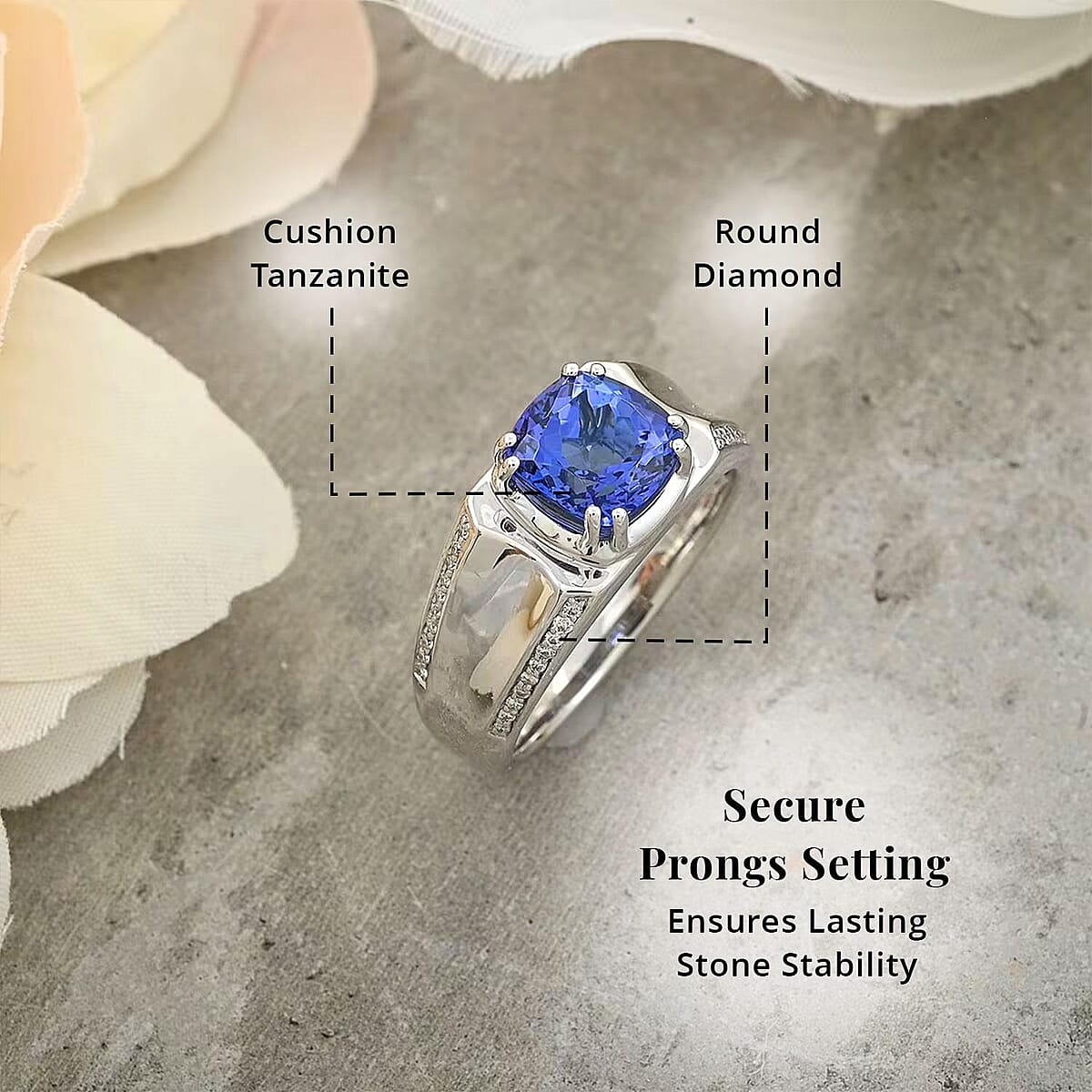 Certified & Appraised Rhapsody AAAA Tanzanite and E-F VS Diamond 3.25 ctw Ring in 950 Platinum (Size 11.0) 11.90 Grams image number 4