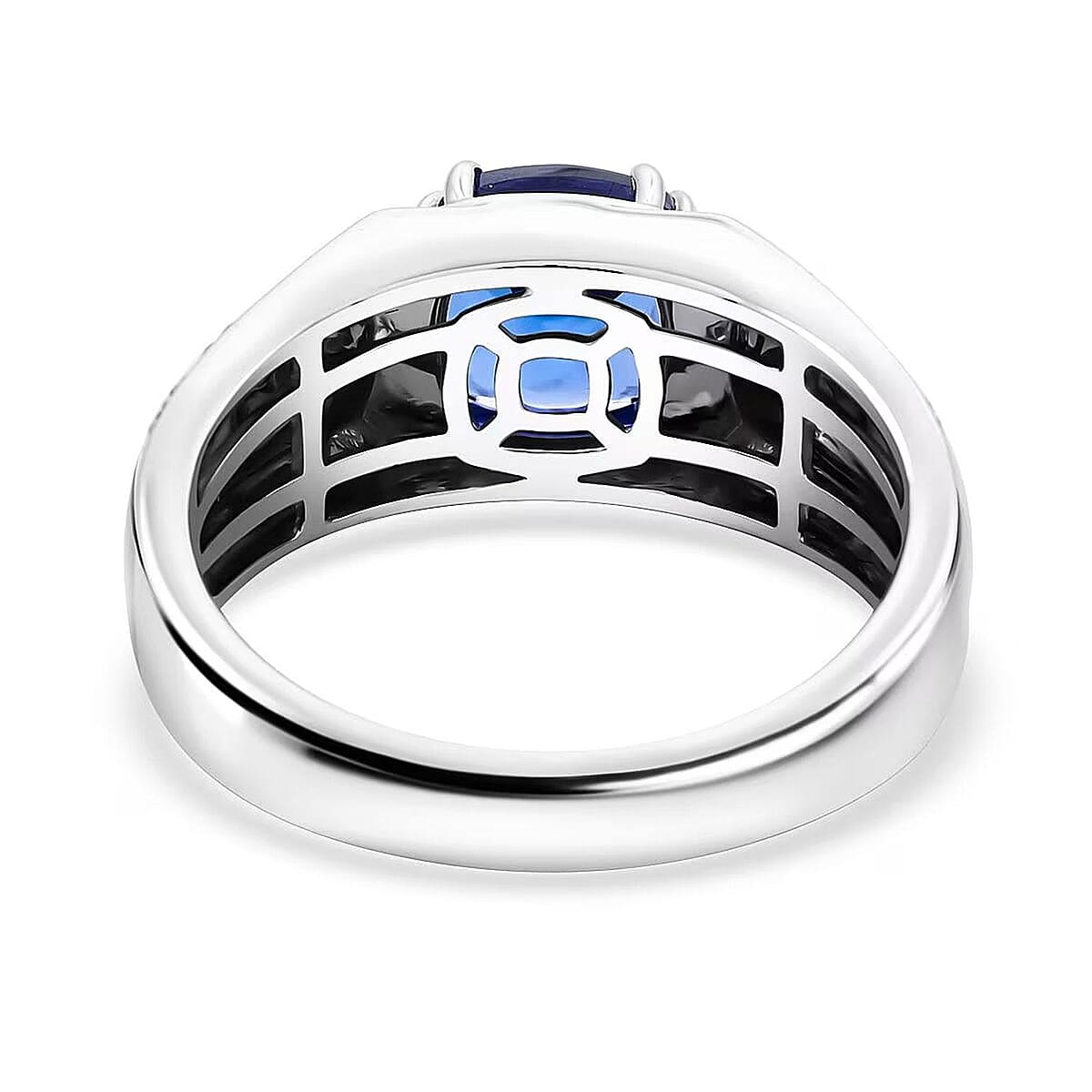 Certified & Appraised Rhapsody AAAA Tanzanite and E-F VS Diamond 3.25 ctw Ring in 950 Platinum (Size 11.0) 11.90 Grams image number 7