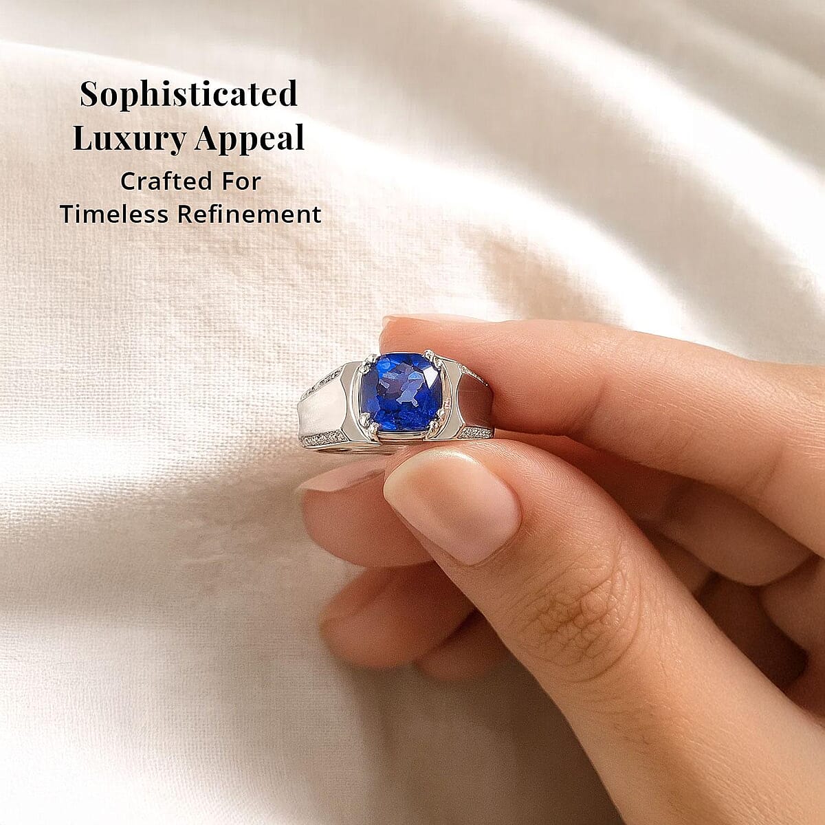 Certified & Appraised Rhapsody AAAA Tanzanite and E-F VS Diamond 3.25 ctw Ring in 950 Platinum (Size 11.5) 11.90 Grams image number 5