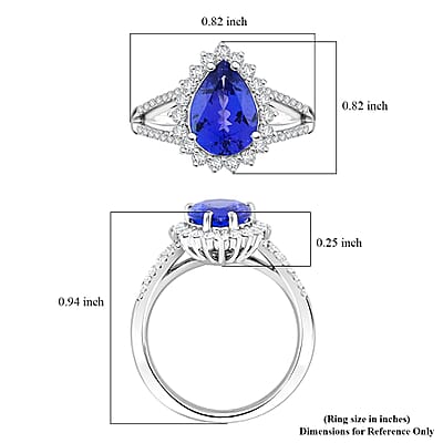 Certified & Appraised Rhapsody AAAA Tanzanite and E-F VS Diamond 2.70 ctw Ring in 950 Platinum (Size 12.0) 6.75 Grams