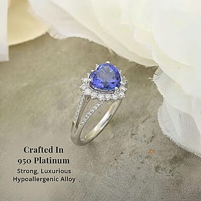 Certified & Appraised Rhapsody AAAA Tanzanite and E-F VS Diamond 2.60 ctw Ring in 950 Platinum (Size 10.0) 6.15 Grams