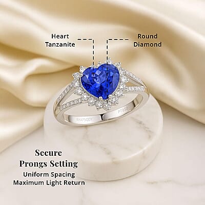 Certified & Appraised Rhapsody AAAA Tanzanite and E-F VS Diamond 2.60 ctw Ring in 950 Platinum (Size 10.0) 6.15 Grams