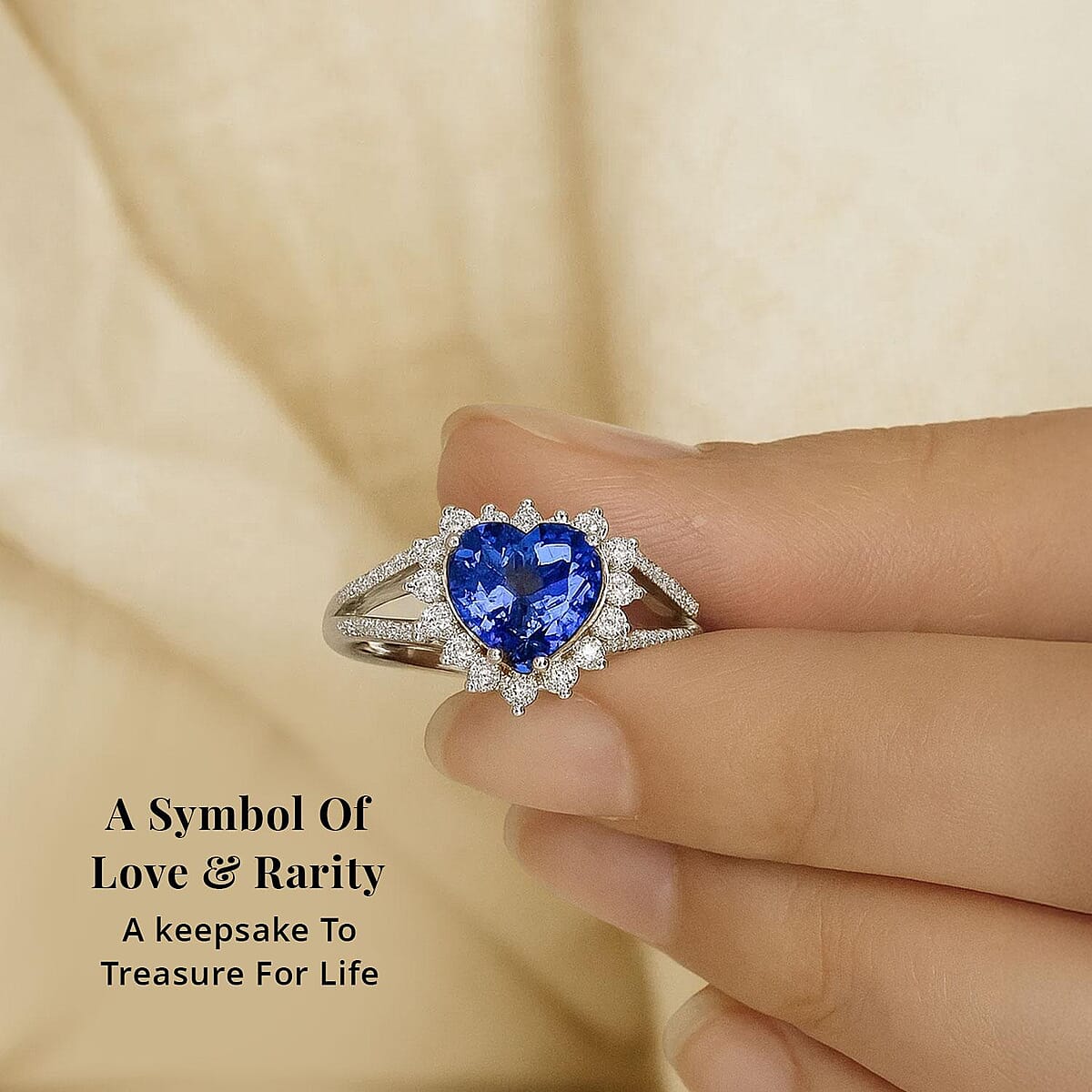 Certified & Appraised Rhapsody AAAA Tanzanite and E-F VS Diamond 2.60 ctw Ring in 950 Platinum (Size 8.0) 6.15 Grams image number 5