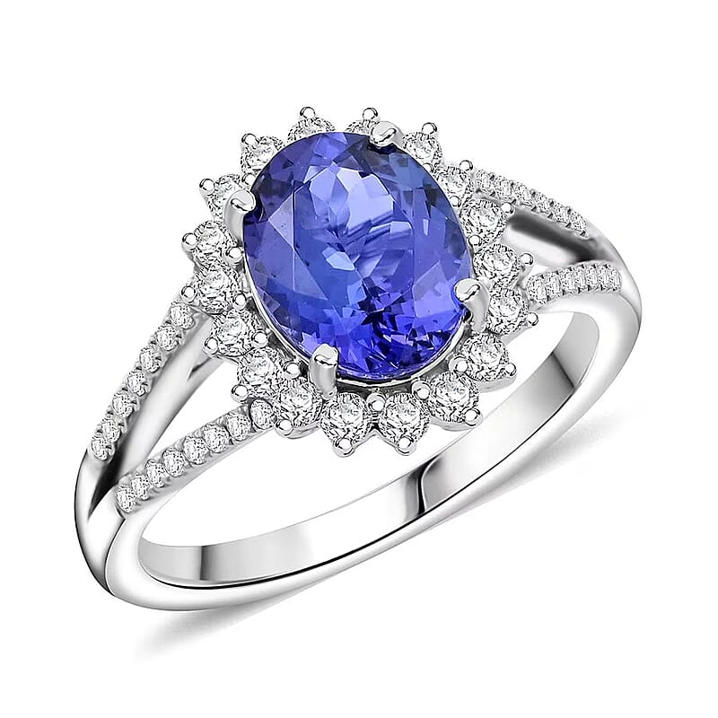 Certified & Appraised Rhapsody AAAA Tanzanite and E-F VS Diamond 2.70 ctw Ring in 950 Platinum (Size 10.0) 6.60 Grams
