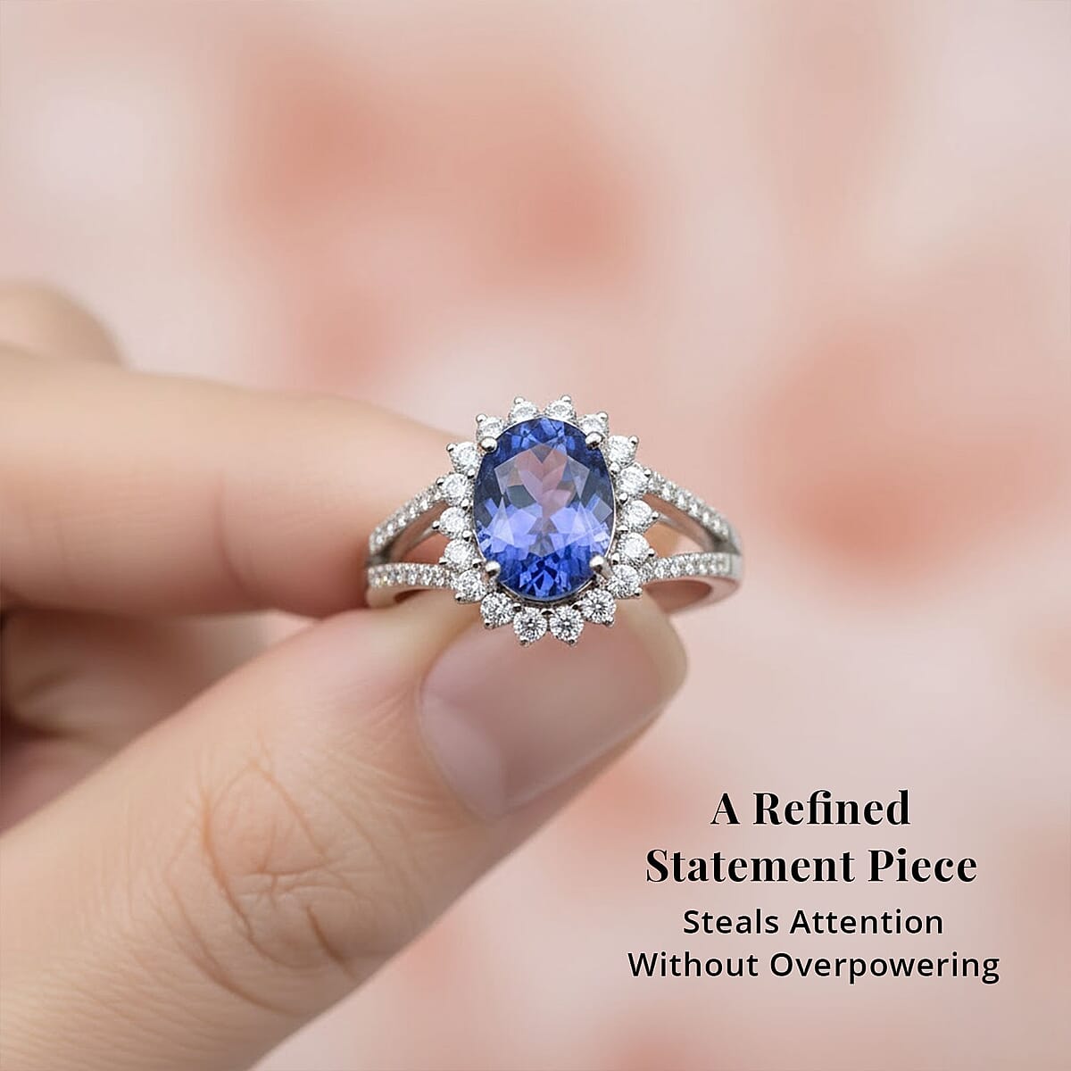 Certified & Appraised Rhapsody AAAA Tanzanite and E-F VS Diamond 2.70 ctw Ring in 950 Platinum (Size 10.5) 6.60 Grams image number 5