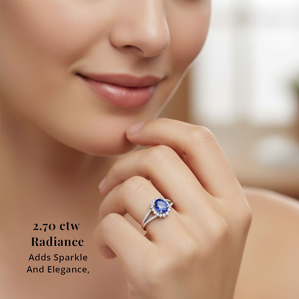 Certified & Appraised Rhapsody AAAA Tanzanite and E-F VS Diamond 2.70 ctw Ring in 950 Platinum (Size 6.0) 6.60 Grams image number 1