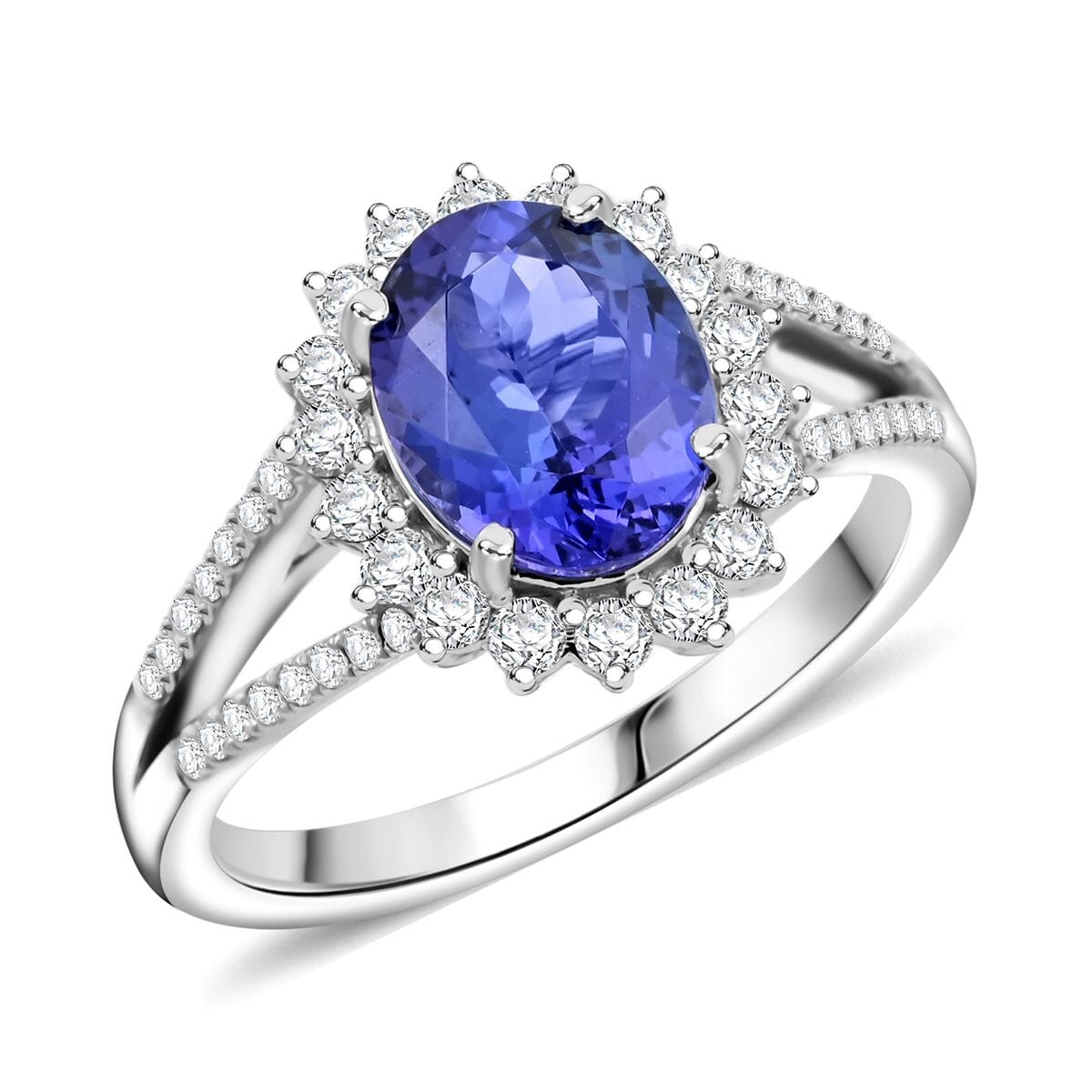 Certified & Appraised Rhapsody AAAA Tanzanite and E-F VS Diamond 2.70 ctw Ring in 950 Platinum (Size 7.0) 6.60 Grams image number 0