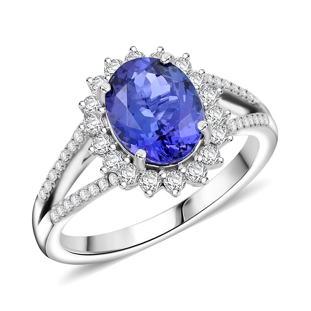 Certified & Appraised Rhapsody AAAA Tanzanite and E-F VS Diamond 2.70 ctw Ring in 950 Platinum (Size 9.0) 6.60 Grams image number 0
