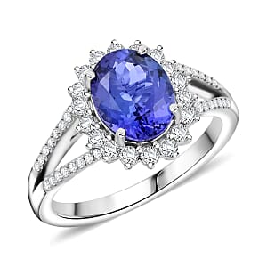Certified & Appraised Rhapsody AAAA Tanzanite and E-F VS Diamond 2.70 ctw Ring in 950 Platinum (Size 9.0) 6.60 Grams