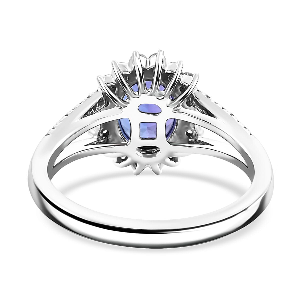 Certified & Appraised Rhapsody AAAA Tanzanite and E-F VS Diamond 2.70 ctw Ring in 950 Platinum (Size 9.0) 6.60 Grams image number 4