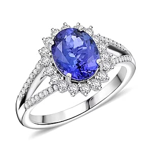 Certified & Appraised Rhapsody AAAA Tanzanite and E-F VS Diamond 2.70 ctw Ring in 950 Platinum (Size 9.5) 6.60 Grams
